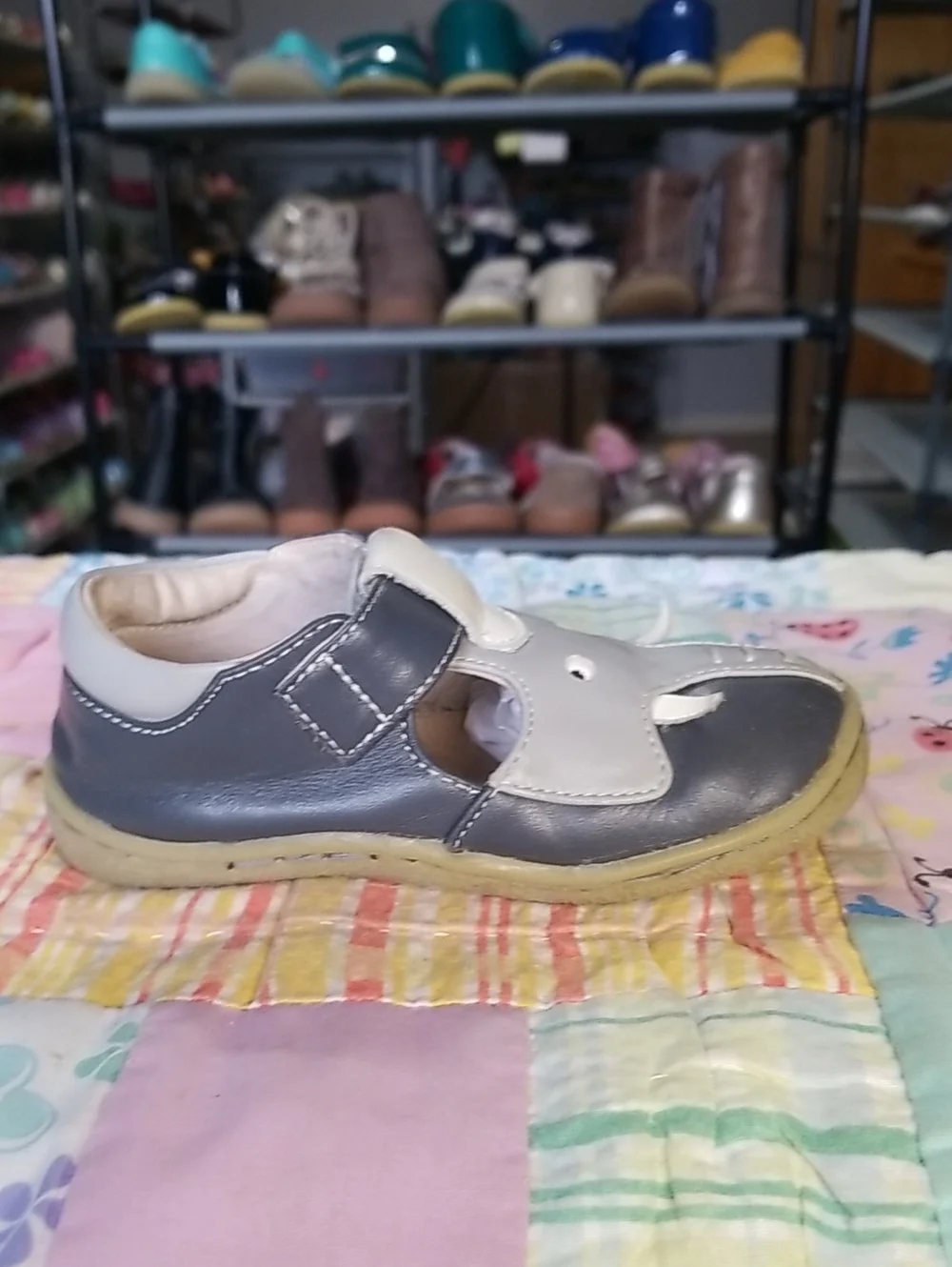 Livie & Luca Navy and Light Gray Leather Elephants Size 7